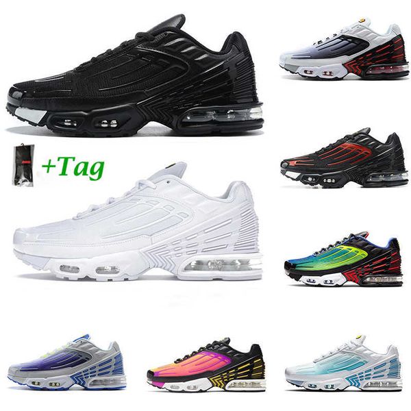 

new tn plus 3 mens running shoes triple white black orange hyper blue violet crimson red women trainer runner sports sneakers