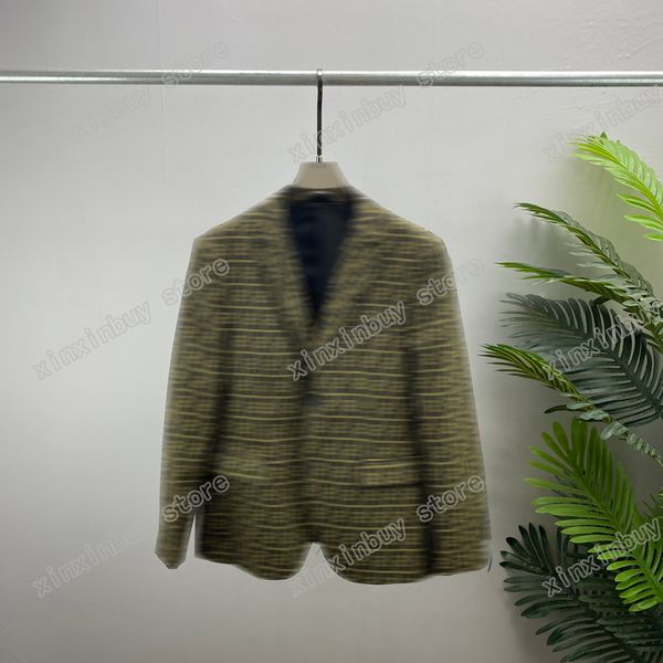 

xinxinbuy men designer coat jacket sets double jacquard letter fabric colour webbing suits long sleeve women black khaki brown m-4xl, Black;brown