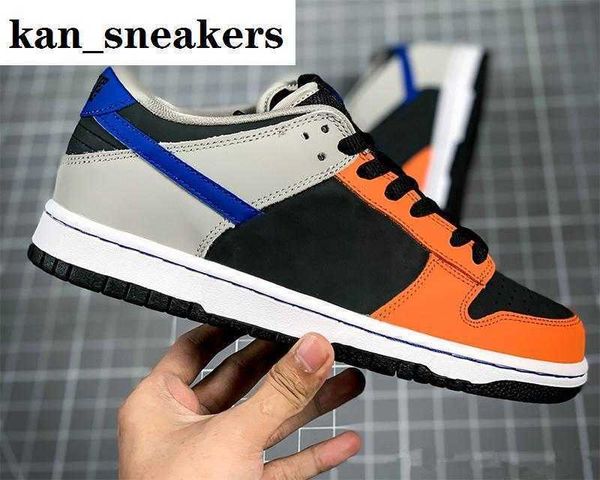 

skateboard shoes dnks low prm orange blue grey colorway genuine layer leather upper rubber outsole sports trendy style size