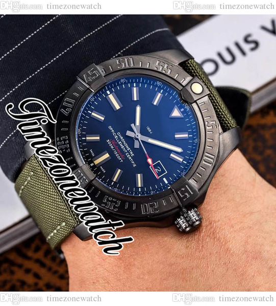 

44mm blackbird v17311101b1w1 miyota 8215 automatic mens watch black dial stick number markers titanium steel case green nylon gents watches, Slivery;brown