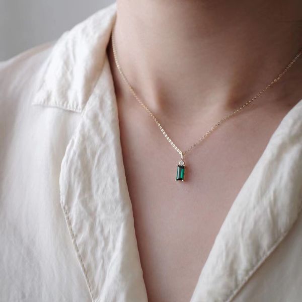 

pendant necklaces new 925 sterling sier gold color simple green zircon choker shiny pendants girl for gift fine accessories nk143 al smtuc, Silver