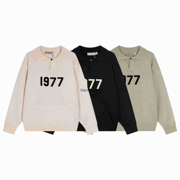 

men's sweaters essential designer fashion brand season 8 1977 flocked polo knit men womensa sweater, White;black