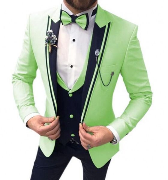 

excellent right green groom tuxedos black shawl lapel slim fit groomsmen wedding dress excellent man jacket blazer 3 piece suit, Black;gray