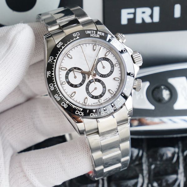 

mens watch automatic mechanical sapphire glass multifunction watches 40mm stainless steel strap gold wristwatch ceramic case lifewaterproof, Slivery;brown