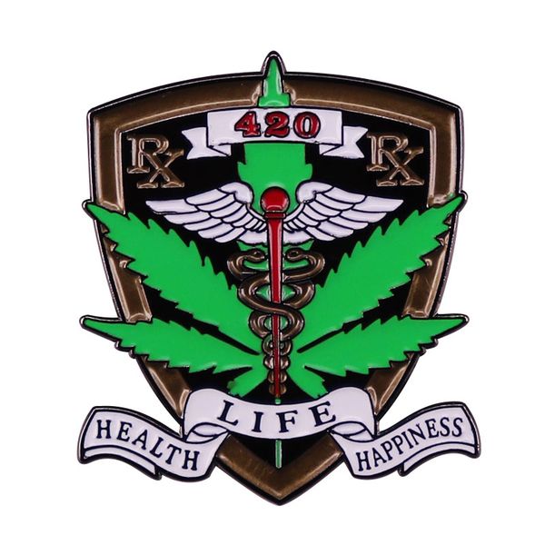 

badge caduceus brooch life health happiness enamel pin badges, Blue