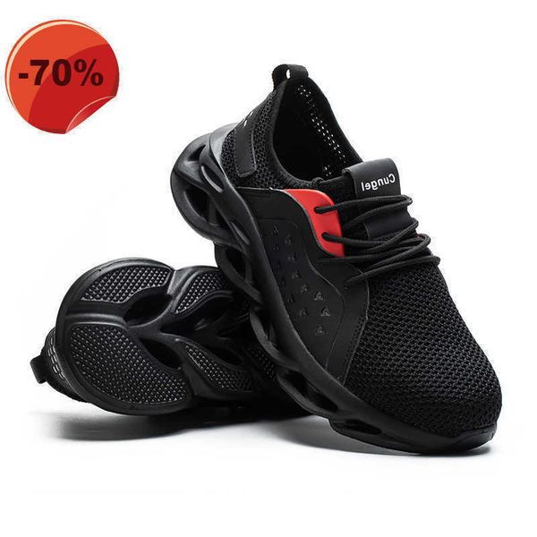 

work safety shoes for mens summer breathable boots working steel toe anti-smashing construction men safety work sneakers, Black;brown