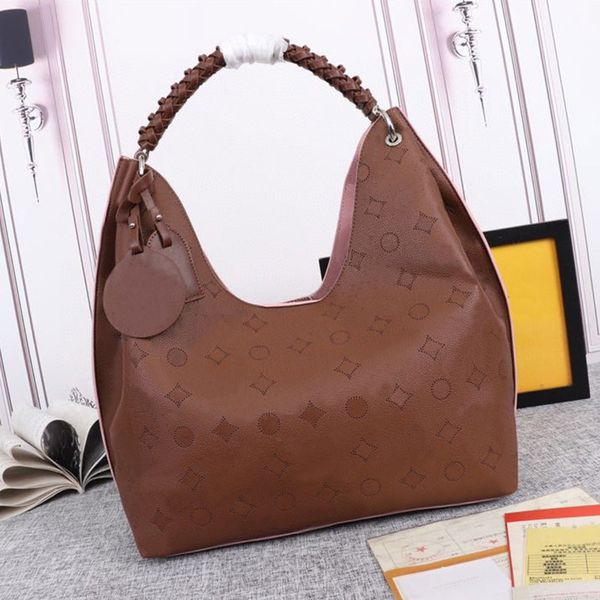 

hollow out hobos bag designer handbags purse women perforated real leather shoudler bags fashion letters armpit pouch crochet handle