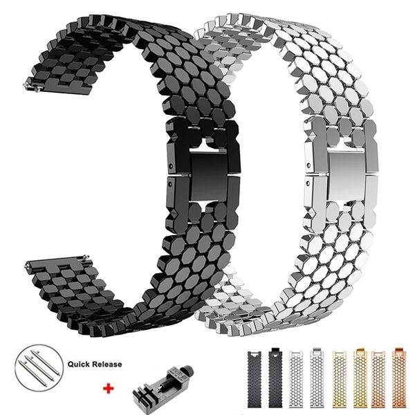 

watch bands 22mm stainless steel band for 46mm gear s3 classic frontier galaxy 3 45mm bracelet link strap 221013, Black;brown