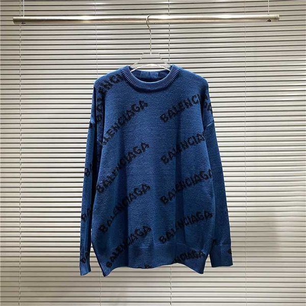 

new balencigass women cardigan sweater autumn high version fashion brand paris jacquard letter round neck pullover men's women's l, White;black