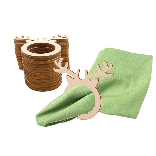 

10pcs/set christmas napkin ring napkin holder wooden reindeer holders xmas table decoration home ornaments new year navidad decor