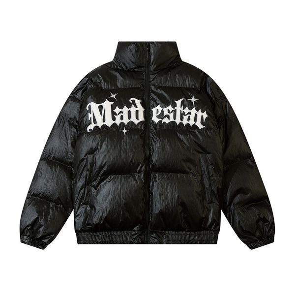 

winter parka embroidery letter heavy coats warm cotton men hip hop fashion varsity jackets, Black;brown