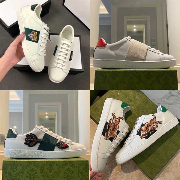 

designer men's ace embroidered sneaker ace white sneakers women real leather shoes embroidery classic shoe python embroidered bees tige, Black