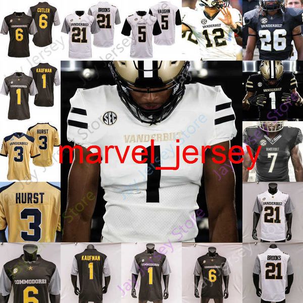 

2022 2021 vanderbilt commodores football jersey ncaa college jay cutler riley ke'shawn vaughn kalija lipscomb cam johnson andre mintze, Black