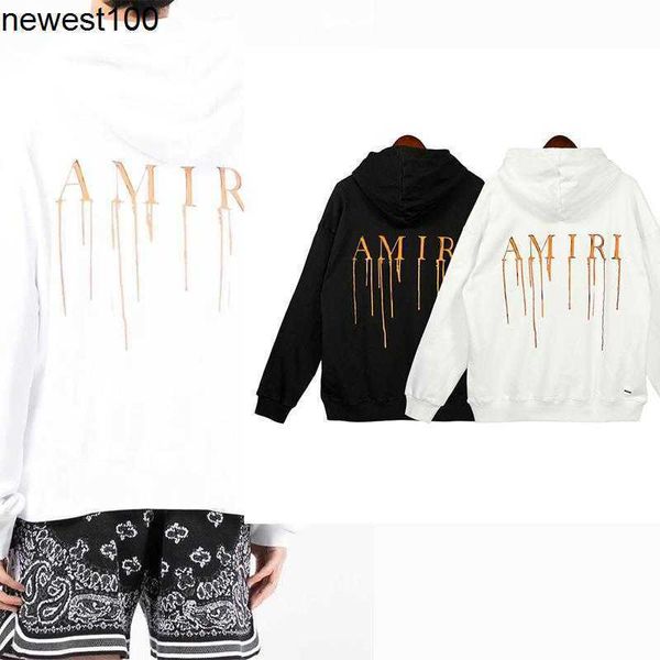 

men's hoodies sweatshirts amirs designer hand-painted fluid paint printing men's women's hoodie sweater winter, Black