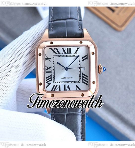 

twf santo myota 8215 automatic mens watch wgsa0032 white dial date rose gold case gray leather strap 39.5mm gents watches timezonewatch e270, Slivery;brown