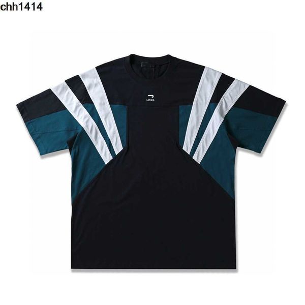

high version fashion baencaigas chest letter double hook embroidery tricolor stitching contrast color short sleeve t-shirt loose round, White;black