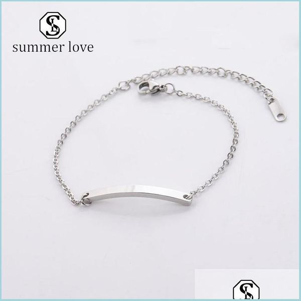 

chain couple bracelet stainless steel lettering fashion creative sier chain bangle romantic curved surface valentines day drop delive dhnqh, Black