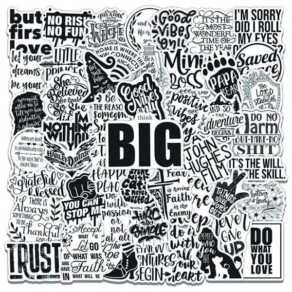 

50pcs positive quote inspirational sayings stickers pack non-random car bike luggage sticker lapskateboard motor water bottle decal c50252