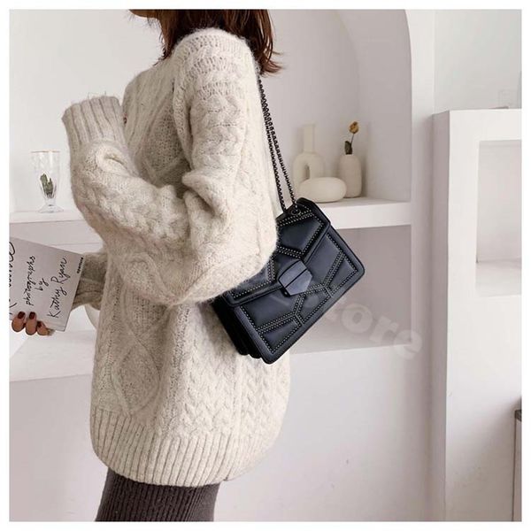 

hbp women's bags new simple cross-body rivet single shoulder chain small square bag
