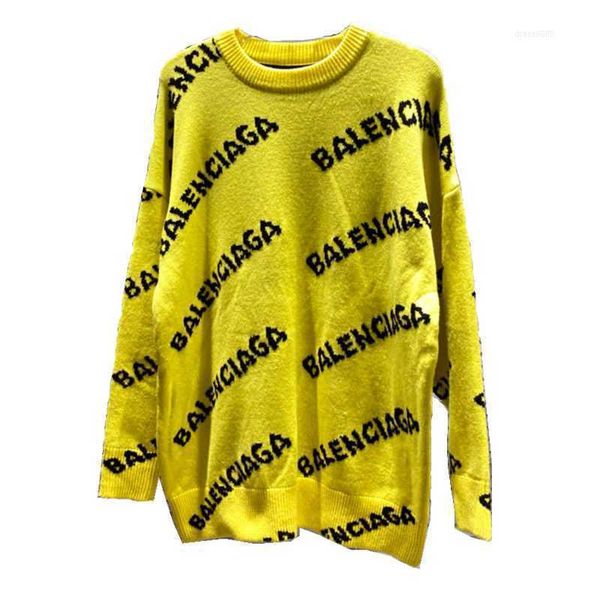 

men's balencigass women cardigan women's sweater paris woolen style couple casual loose round neck spring screen full printed lett, White;black