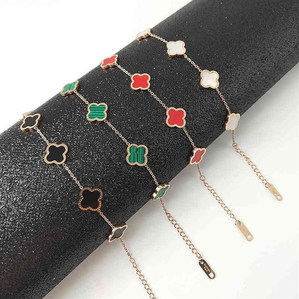 

18k rose gold do not fade net red fashion clover titanium steel bracelet female shell fashion personalized dign hand jewelry191r, Golden;silver