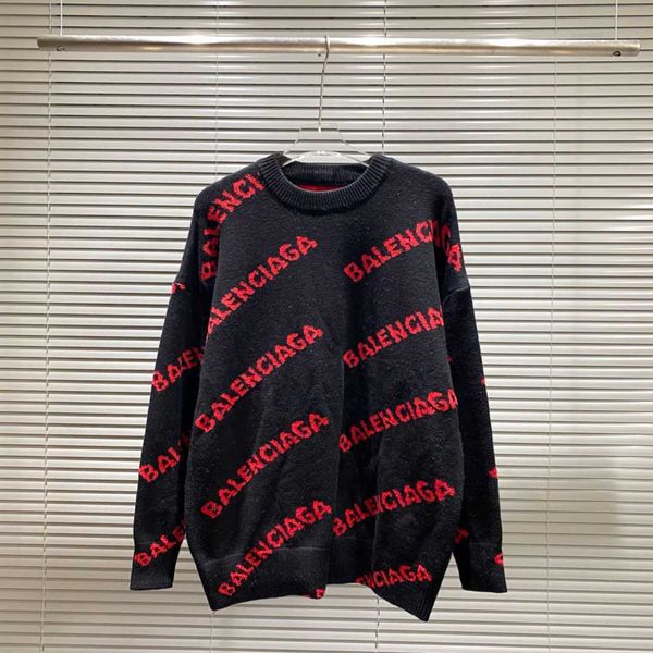 

new balencigass winter women cardigan 2022 sweater autumn fashion brand paris knitted men's women's crew neck letter jacquard casu, White;black