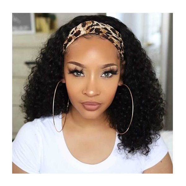 

headwear hair accessories wholale raw indian virgin remy human cuticle aligned kinky curly hair none lace wigs for black women gluels headba