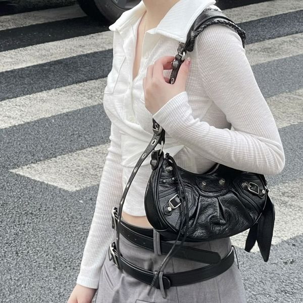 

7a quality 2022 women evening bags lady le cagole motorcycle shoulder bags luxury designers genuine leather crossbody clutch wallet purse po