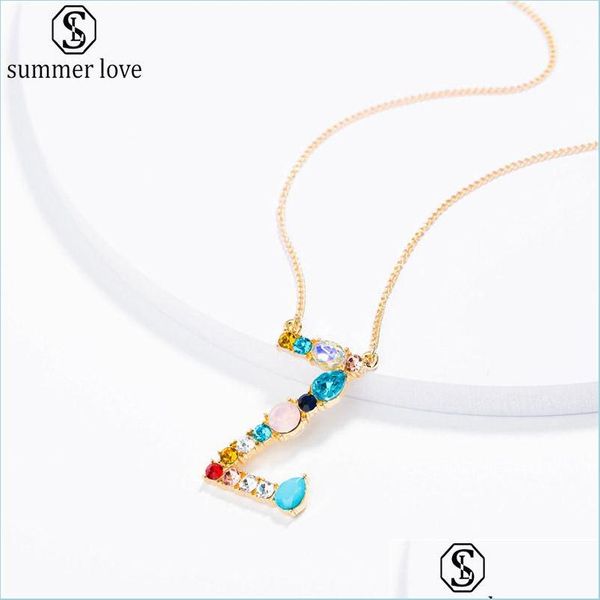 

pendant necklaces initial 26 letter necklaces colorf rhinestone charm gold pendant necklace couple name friends lovers gift wholesale dhrqy, Silver