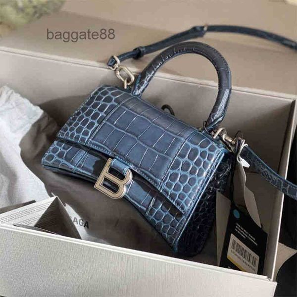 

hands 2022 designer bbalencaigass family hourglass high version leather women's handbag crocodile pattern single shoulder messenge ve83