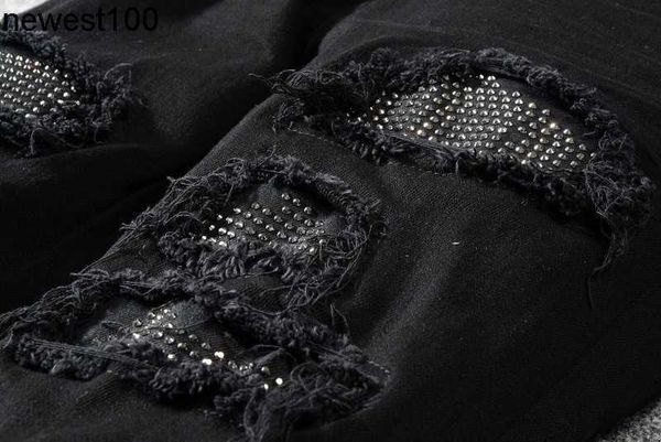 

men's jeans new amirs designer new black jeans men's patch stretch slim jeans, Blue