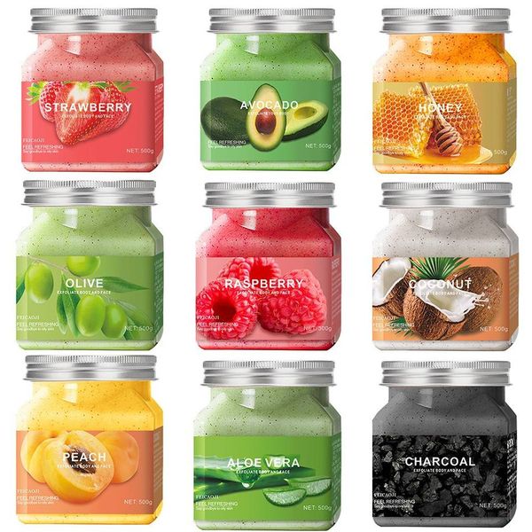 

oem natural 9 fruit scent face body scrubs cleansing gel private label scrub moisturizing exfolianting