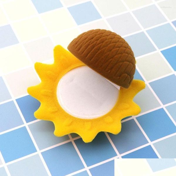 

jewelry pouches bags jewelry pouches veet lovely yellow sunflower ring earrings casket present gift boxes for jewellry display wrap dhtrj, Pink;blue