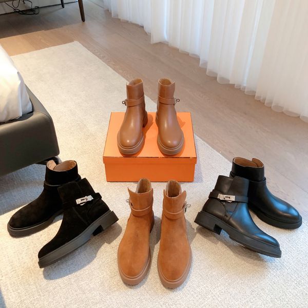 

neo ankle boot follow ankle boots fall genuine leather goatskin calfskin luxury booties with buckle brown low heel women size 35-41, Black