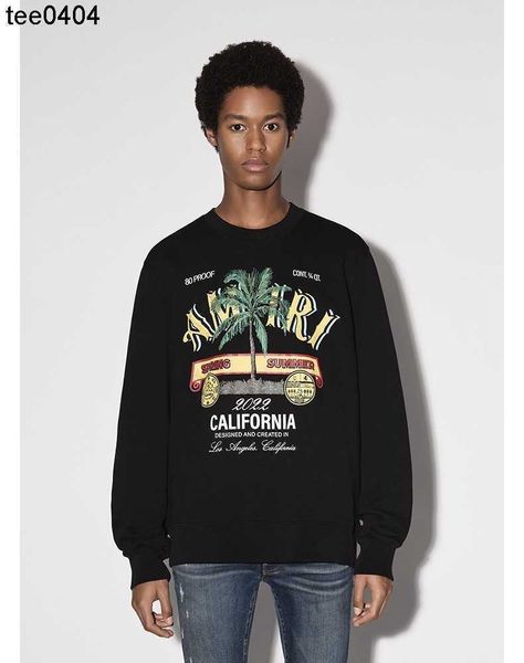 

high version 2022ss american fashion brand amirs coconut alphabet print men's and women's round neck sweater, Black