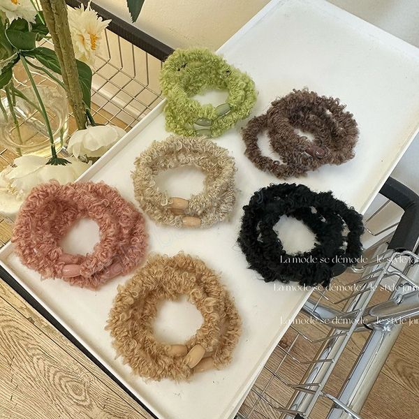 

3pc/set korean woman lovely plush elastics hair band autumn and winter scrunchies hair ties ladies ponytail hold hair accessorie, Slivery;white