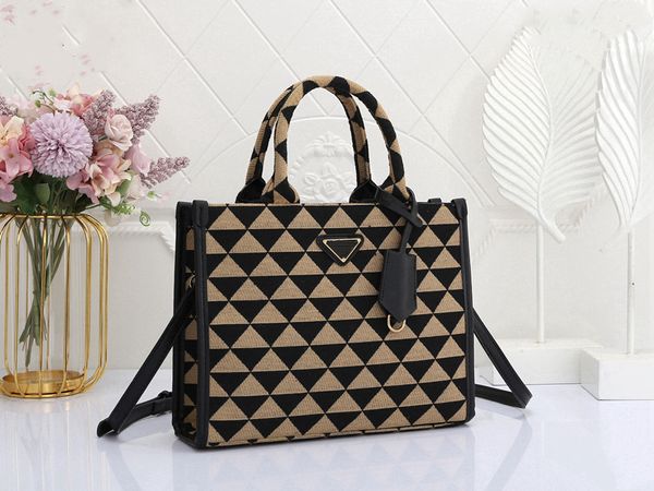 

small symbole jacquard fabric handbag tote shoulder bags women designer triangle shopping bag satchel luxury messenger cross body handbags f