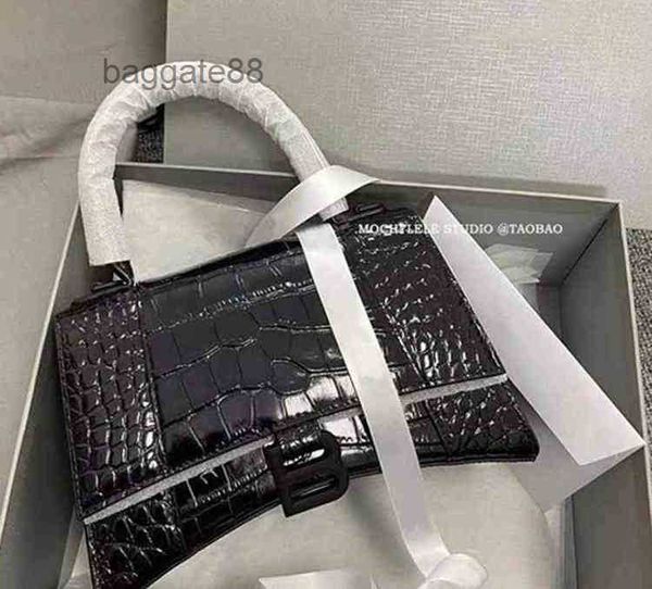 

s bbalencaigass paris 2022 designer handags hourglass crocodile high version star same high-grade leather handag family single mess n6pu