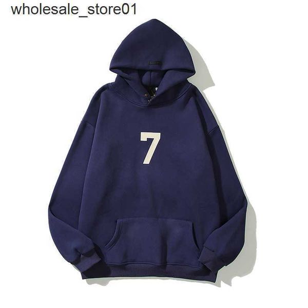 

new men's hoodies designer sweatshirts essential season 7 digital printed sweater streetwear hoodie, Black