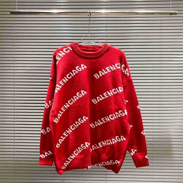 

women cardigan sweater autumn winter 2022 new balencigass fashion brand paris knitted men's women's crew neck letter jacquard casu, White;black