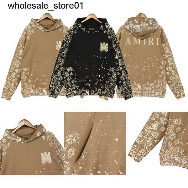 

men's hoodies designer sweatshirts winter new fashion amirs letter cashew flower men's women's pullover streetwear hoodie, Black