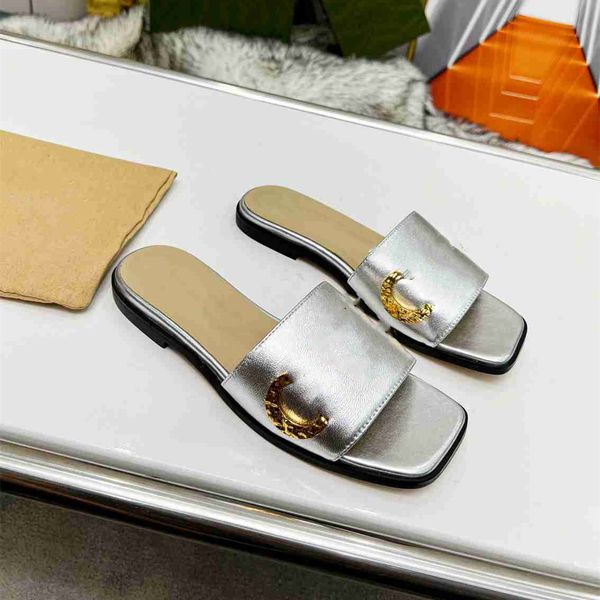 

fashion slippers ggity summer men flat women slope heel leather letter casual sandals 04-07, Black