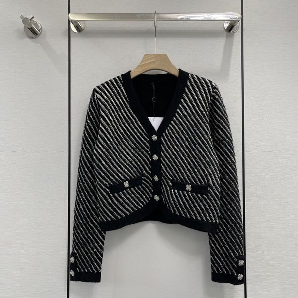 

chan women's brand jacket 2022 new autumn winter jacket fashion sweater knitwear coat spring casual grade stripe cardigan coat birthday, Black;brown