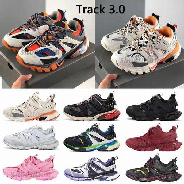 

paris 3.0 track s casual shoes clunky triple sneakers men women white pink 3m grey beige orange blue platform tess 18ss update version desig, Black