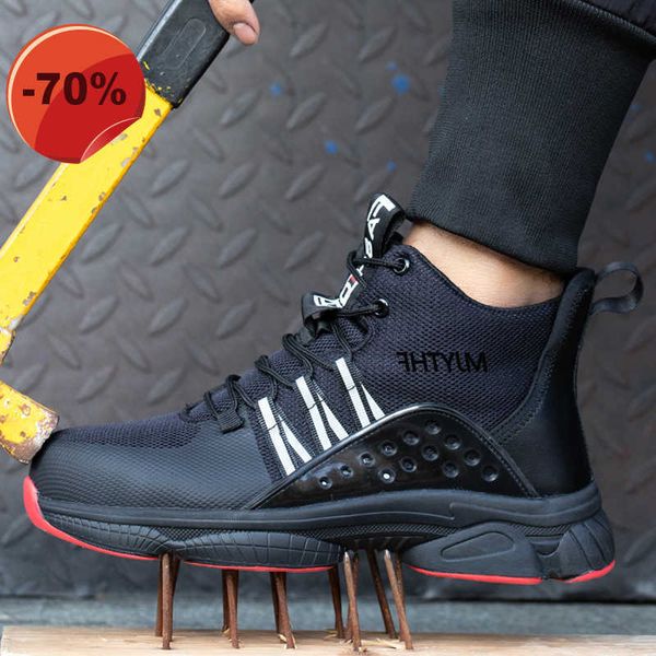 

safety shoes protective shoes work sneakers men shoes work boots lightweight men puncture-proof steel toe anti-smash size 47 48, Black;brown