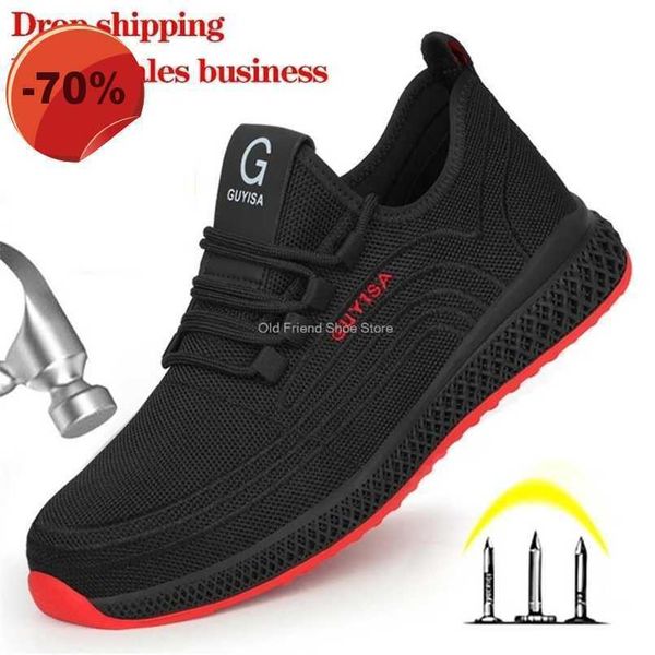 

male steel toe work shoes lightweight work boots man safety shoes men puncture-proof safety boots working sneakers drop 211022, Black;brown