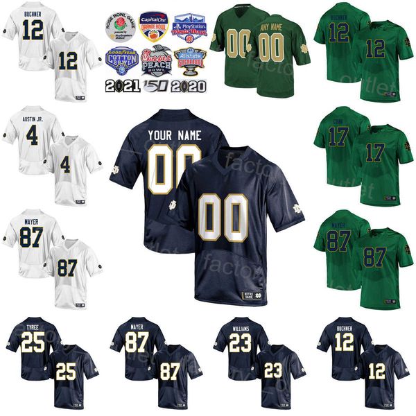 

ncaa college football university 87 michael mayer jersey 4 kevin austin jr 17 jack coan 23 kyren williams 12 tyler buchner 25 chris tyree te, Black