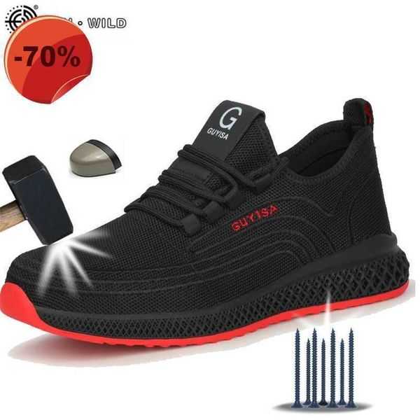 

safety shoes with metal toe men immortal indestructible breathable sneakers shoe work steel boots 211022, Black;brown