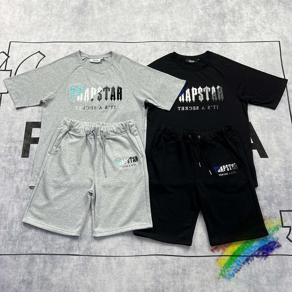 

men's t shirts flocking embroidery letter trapstar shirt men women casual pure cotton t-shirt tee s-xl 2023, White;black