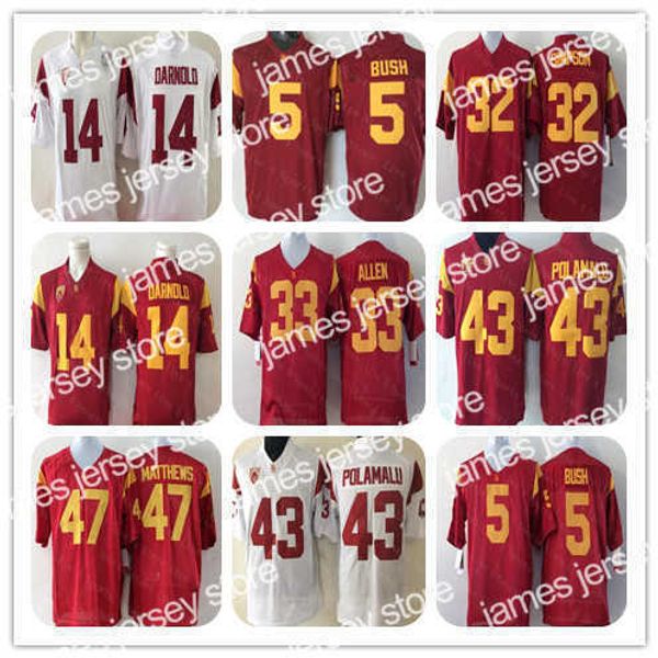 

american college football wear men vintage college usc trojans jersey football woods reggie bush matt barkley o.j simpson marcus allen ronni, Black